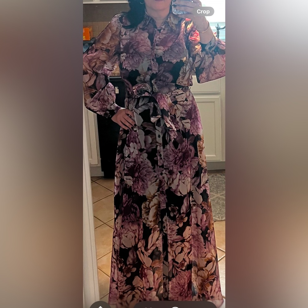 Julia Jordan Floral Maxi Dress - Black and Purple